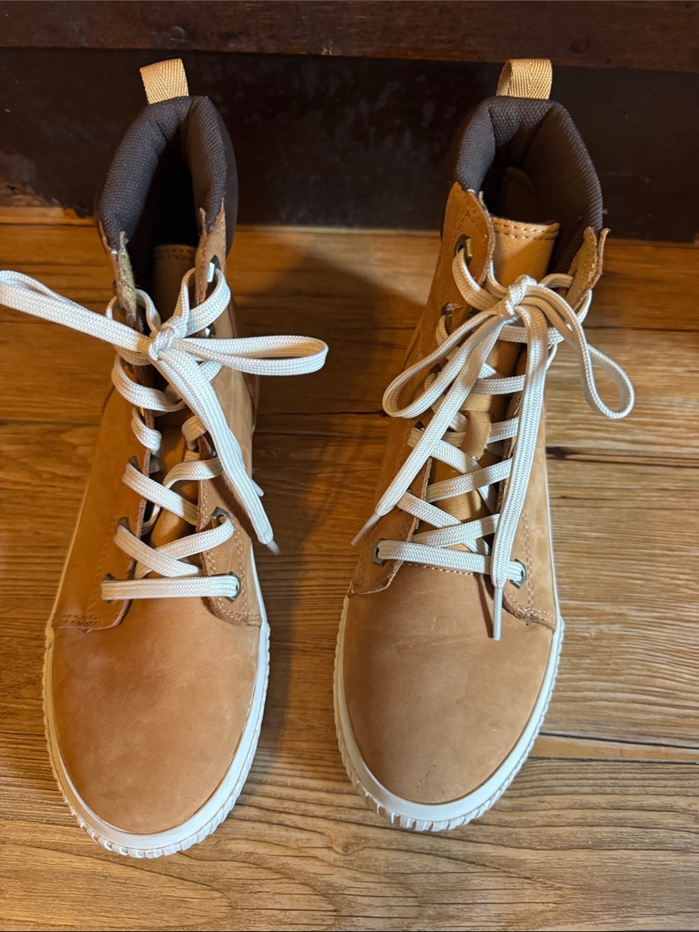 Timberland Women’s Tan High-Top Casual Sneakers - Lace-Up Comfort